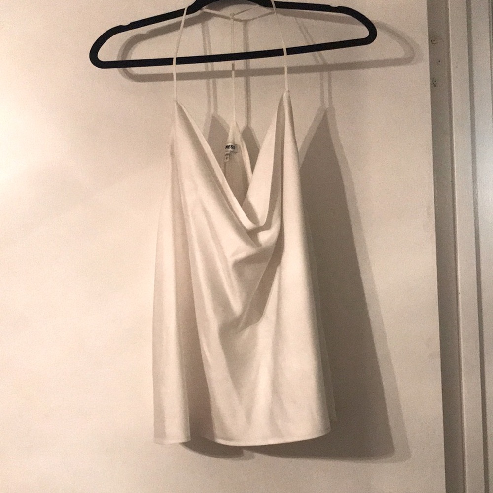 Express white satin t-strap cami